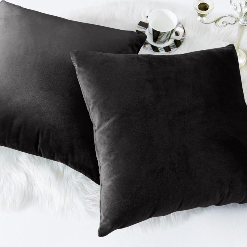 Square Luxury Velvet Cushion cover Pack of 2, Black
