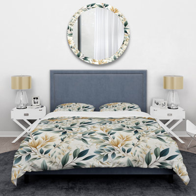 Neutral Leaves Floral Duvet Cover