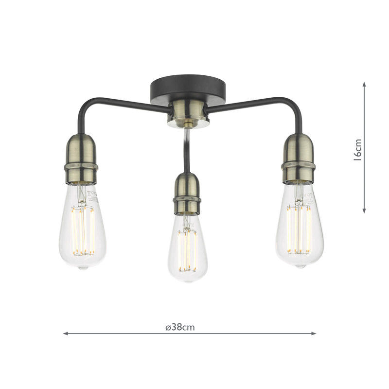 Luyster Semi Flush Mount, Antique Brass