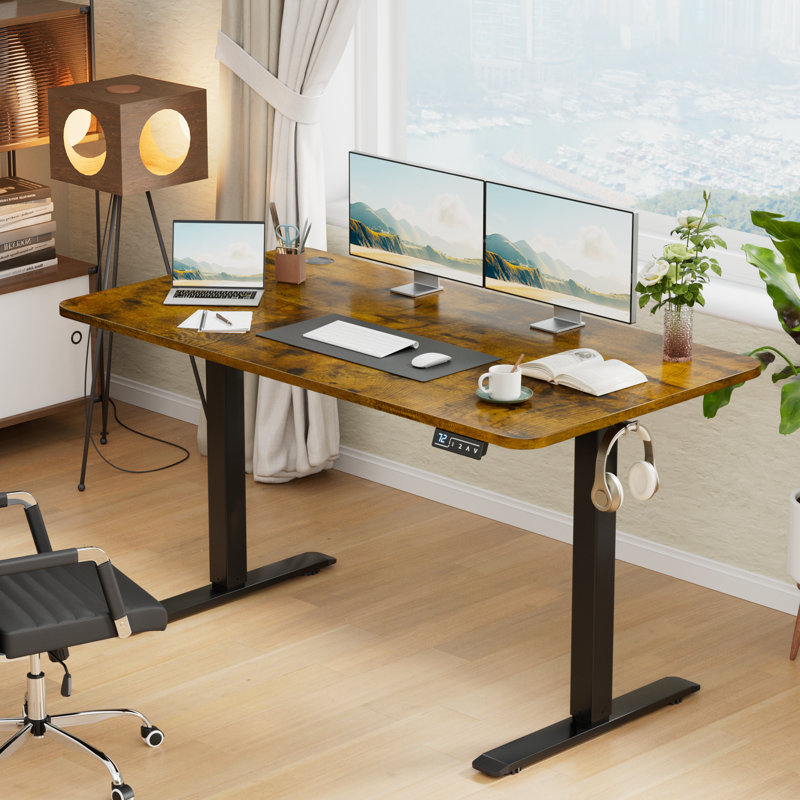 Bureaux debout à hauteur réglable Putnam, Brun / Noir, H 48 po x l 55,11 po x P 23,62 po