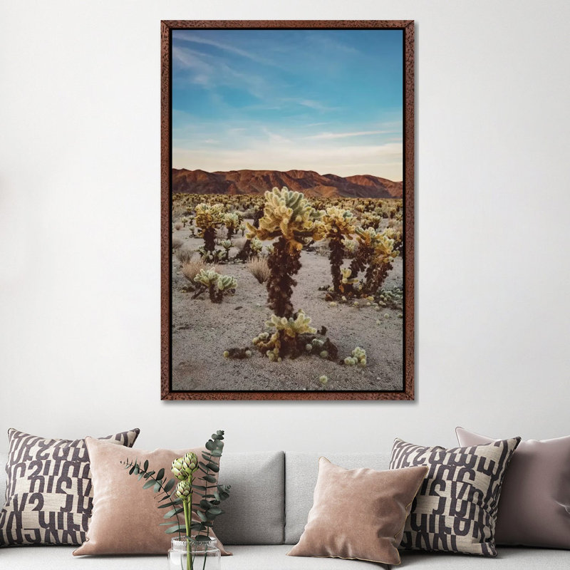 Cholla Cactus Garden II by Bethany Young - Print on Canvas, 152.4cm H x 101.6cm W x 3.81cm D, Classic Brown Wood Framed