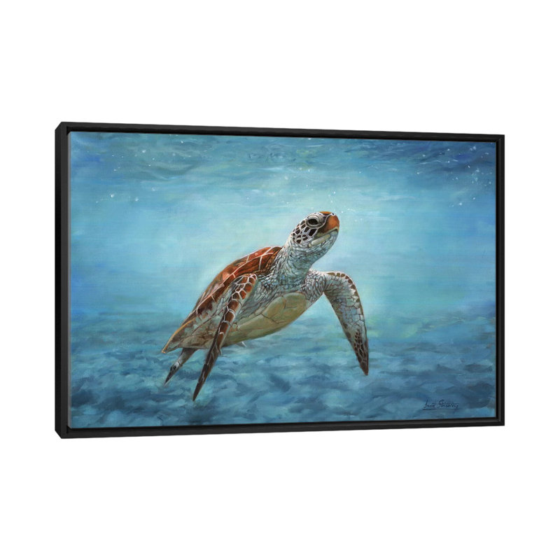 «Sea Turtle», impression sur toile, H 18 po x l 26 po x p 1,5 po, Toile avec cadre noir
