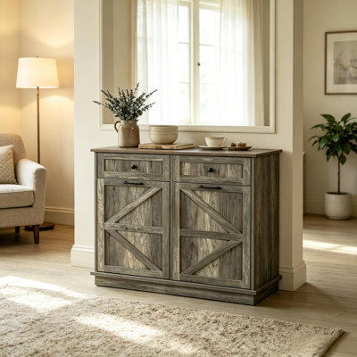 Armoire à poubelle double basculante de 38 litres (10 gallons) pour cuisine, style ferme, couleur marron