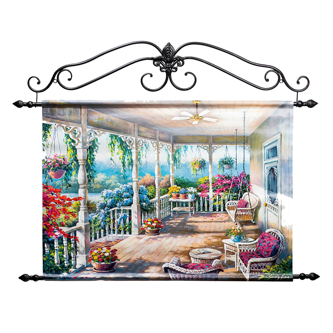 Dixies Veranda Painting on Canvas in Blue/White