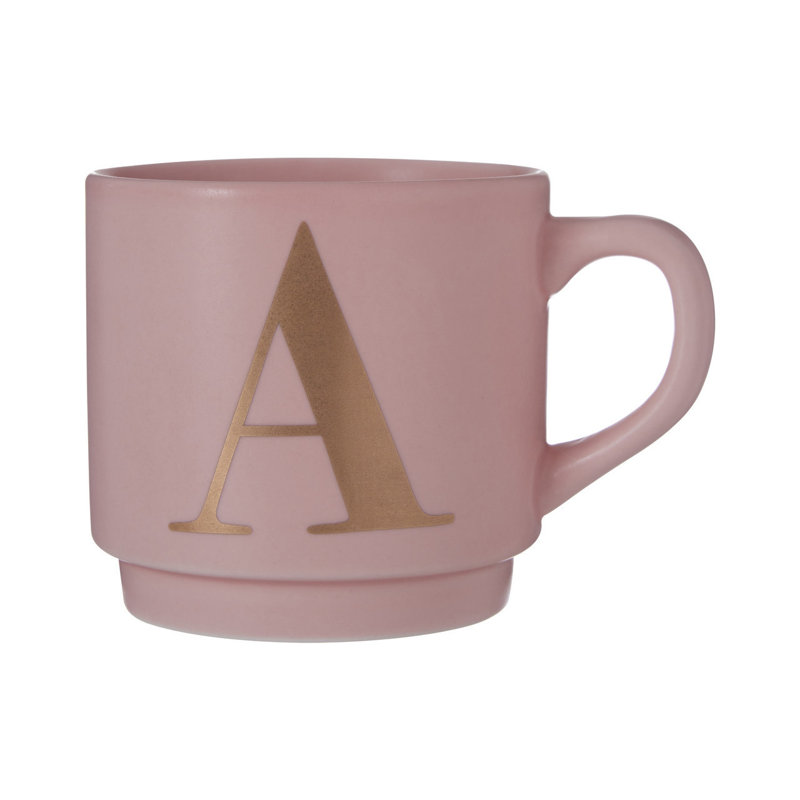Ethel Porcelain Coffee Mug, A, Pink/Gold