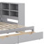 Lit de jour avec deux tiroirs et lumière DEL, canapé-lit en L en bois avec tablettes de rangement et ports USB-140647059