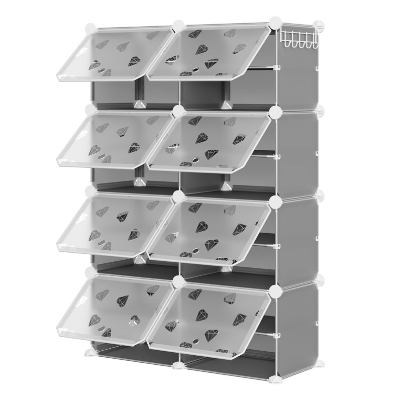 32 Pair Shoe Storage Cabinet, Grey
