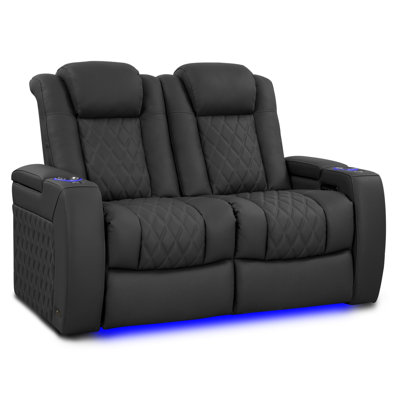 Upholstered Home Theater Seating with Cup Holder