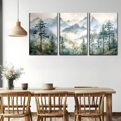 Montagne, forêt, paysage, toile, art mural, paysage, décoration murale, images, montagnes abstraites, impressions sur estampe, peinture pour salle de bain, salon, décoration, prêt à accrocher, toile de 16 po x 24 po