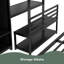 Structure de lit superposé grand sur grand avec garde-robe intégrée, lit superposé en métal avec bureau et chaises de rangement, noir