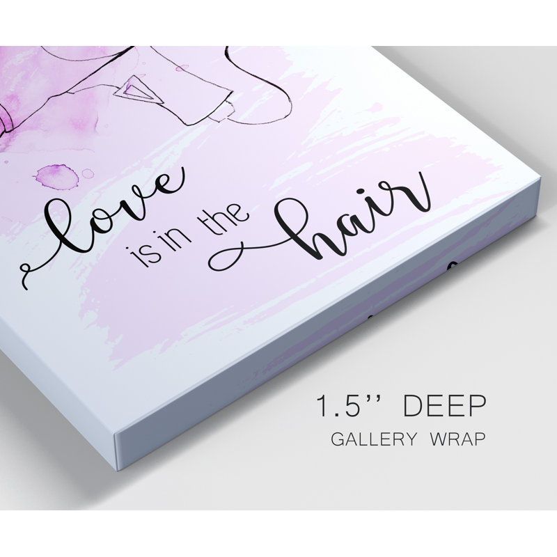 «Love Is in the Hair», reproduction d'art textuel sur toile tendue, H 27 po x l 18 po x P 1 po
