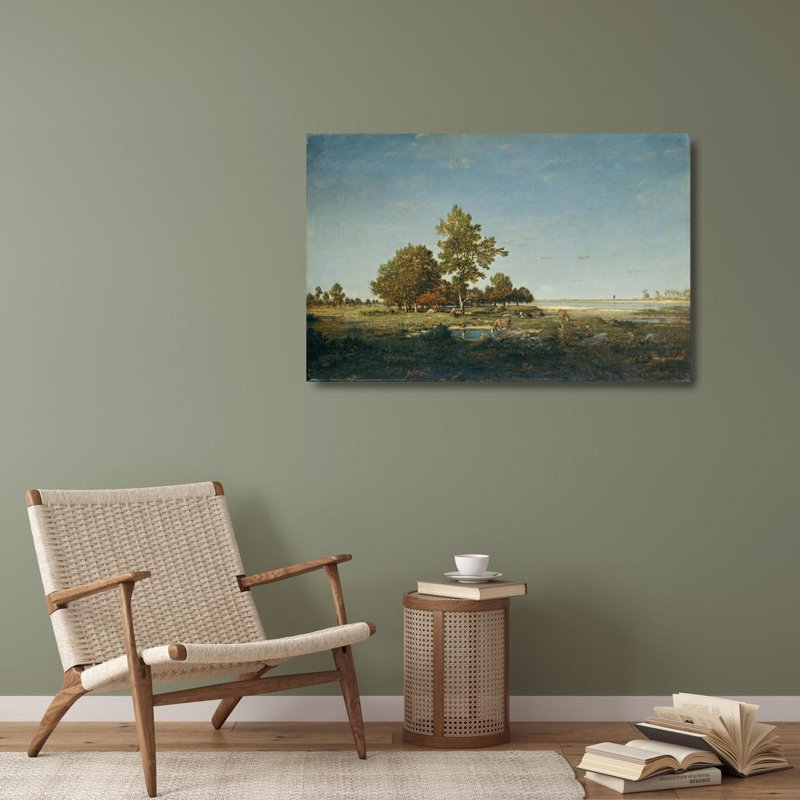 «Paysage avec un bouquet d'arbres» par Théodore Rousseau - Art mural sur toile tendue avec châssis, H 40 po x l 28 po