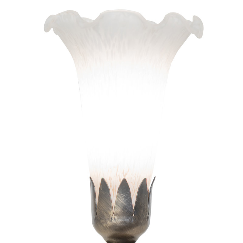 11" High Blue Tiffany Pond Lily Maidens Mini Lamp, White