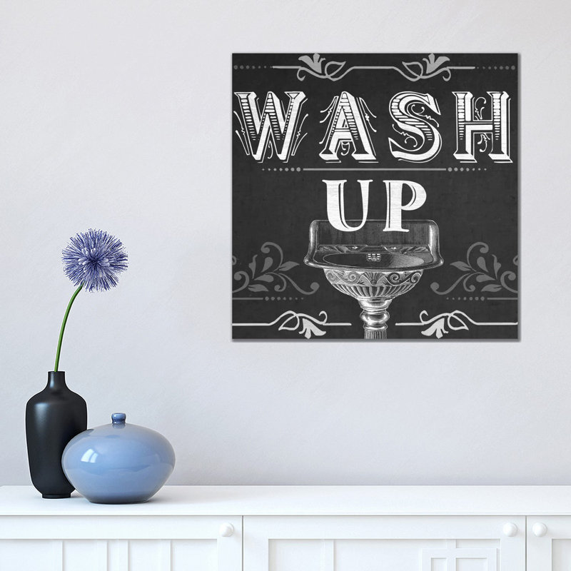 Chalkboard Bath Signs III by June Erica Vess - Wrapped Canvas Print, 45.72 cm H x 45.72 cm W x 3.175 cm D