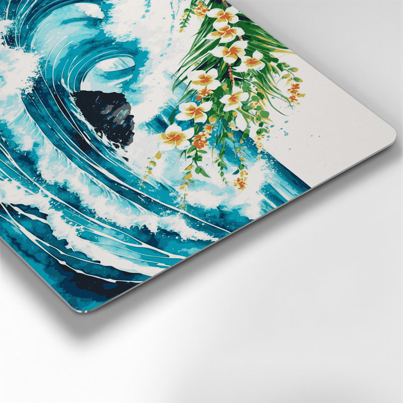Art mural hawaïen océan vert en métal, H 11 po x l 14 po