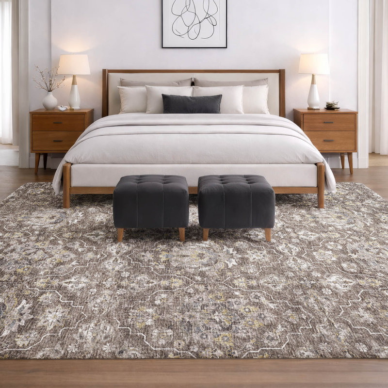 Tapis à poils longs lavable à la machine de qualité supérieure ADS94, Bois flotté, 8 pi x 10 pi
