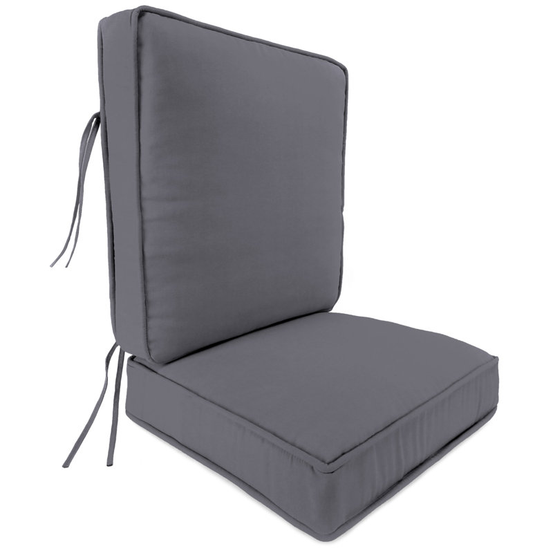 Sunbrella 22" x 45" Outdoor Deep Seat Cushion Set with Ties, Canvas Charcoal