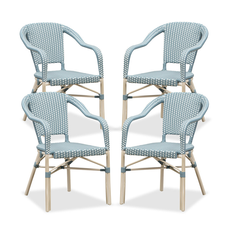 Fauteuil de terrasse empilable, Bleu clair