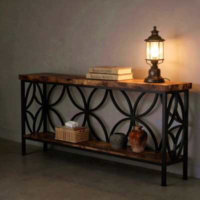 Coffee Table,Industrial Sofa Table,2-Tier Console Table