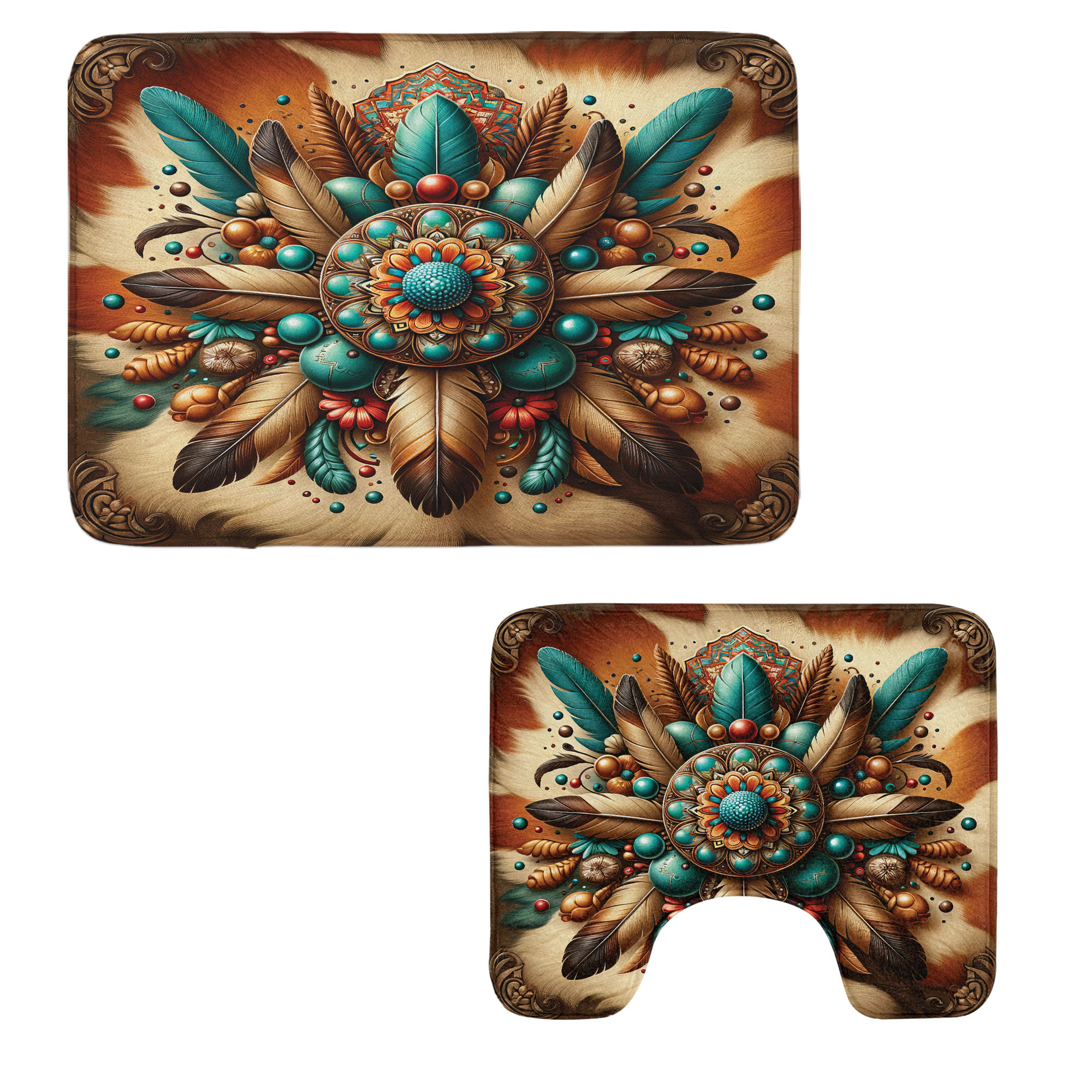 East Urban Home Rustic Bathroom Rug Set 2 Pieces Rectangle & Contour ...