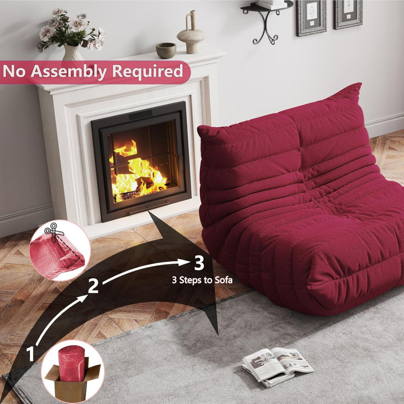 Bean Bag Chair, Fireside Chair, Large Bean Bag Chair For Adults, Bean Bag Chairs For Teens With High-Resilience Foam, Non-Slip Base Floor Lounge Sofa,Living Room (Single)