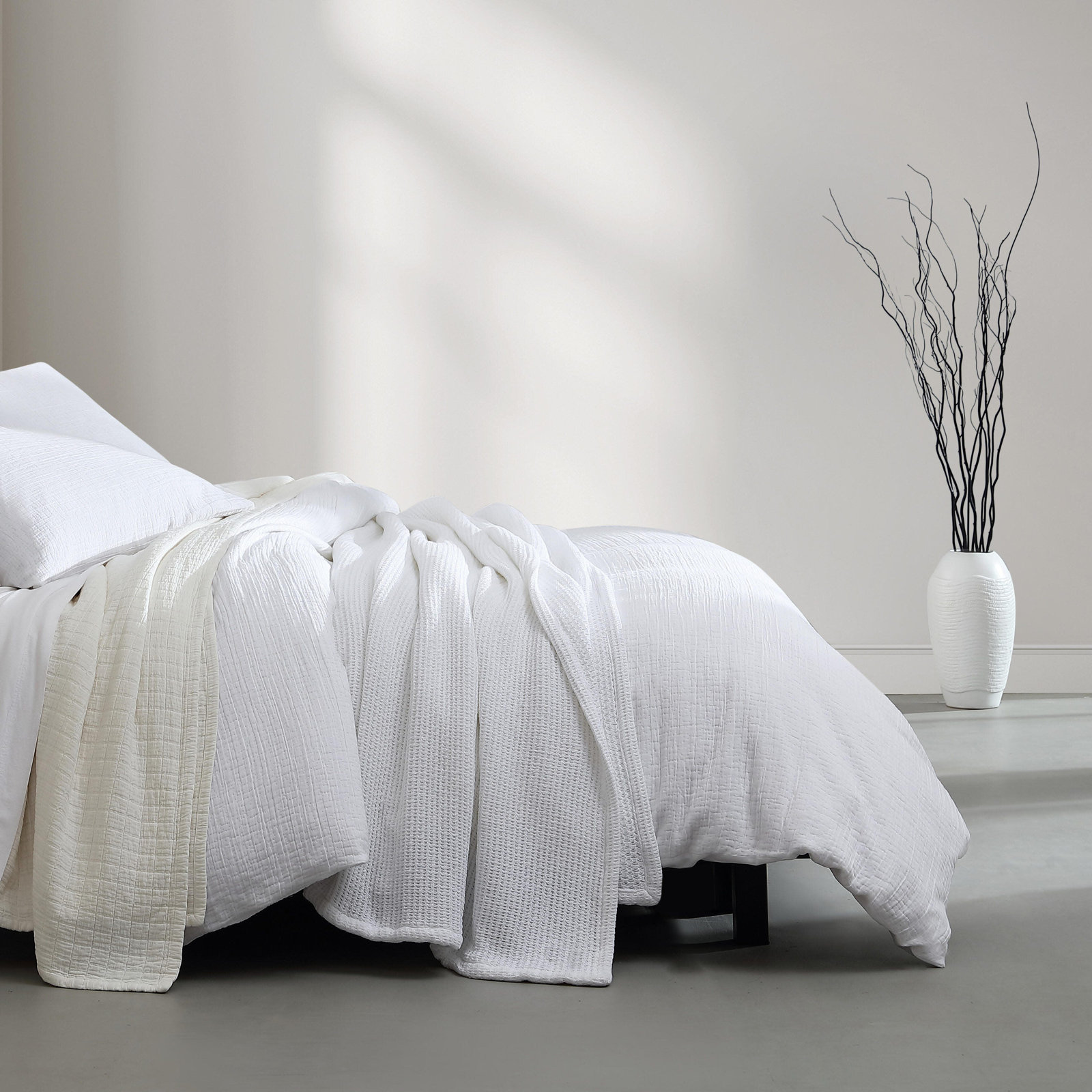 Garment Washed Cotton Shams, King, Off White