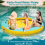 8 Ft Round Inflatable Floating Dock Hammock With Carrying Bag & Detachable Ladder, Yellow And Bright Mint Green