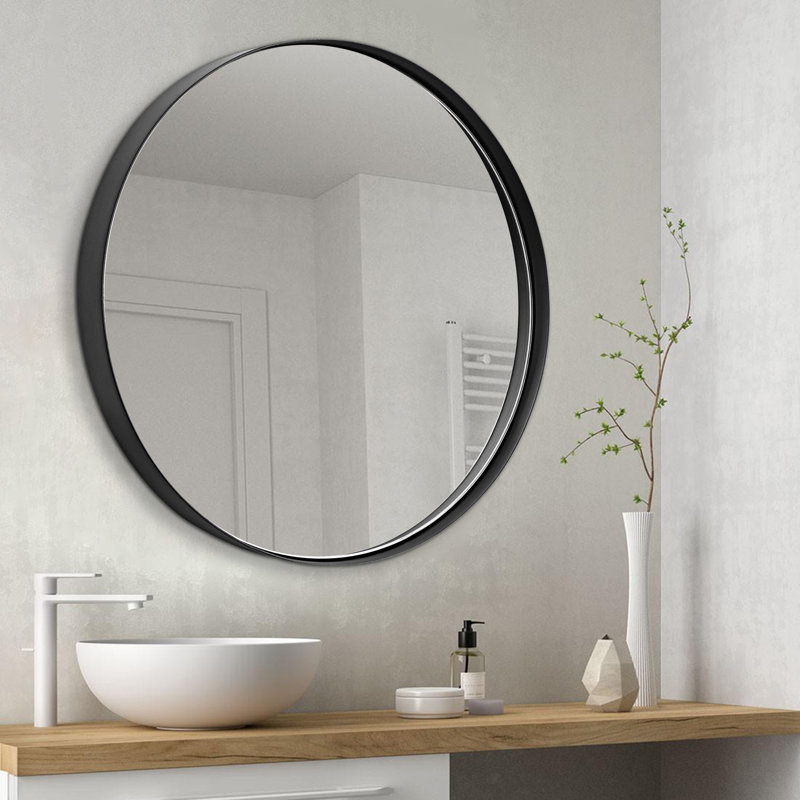 Miroir de salle de bain moderne moderne, 18" x 18", Noir