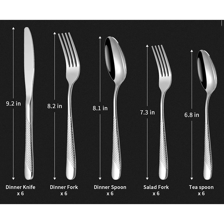 Orren Ellis Matte Black Silverware Set , 40-Piece Stainless Steel Flatware  Cutlery Set Service For 8, Satin Finish Kitchen Utensil Set, Dishwasher  Safe