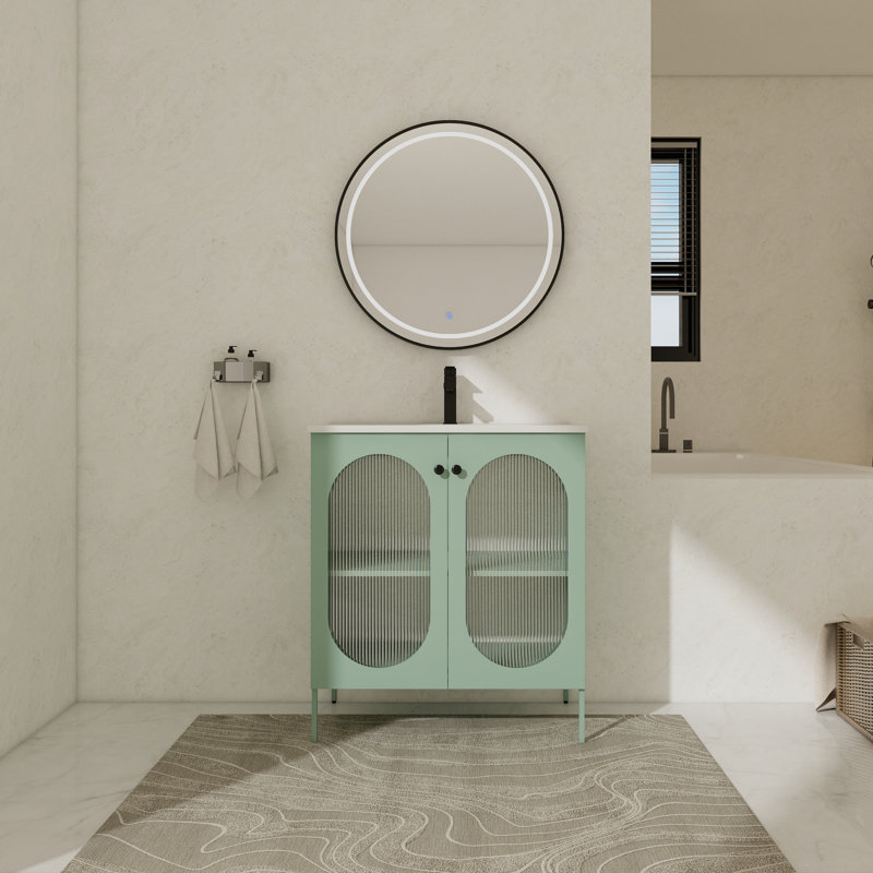 Meuble-lavabo simple avec plateau Emmasophia 30,03, Vert
