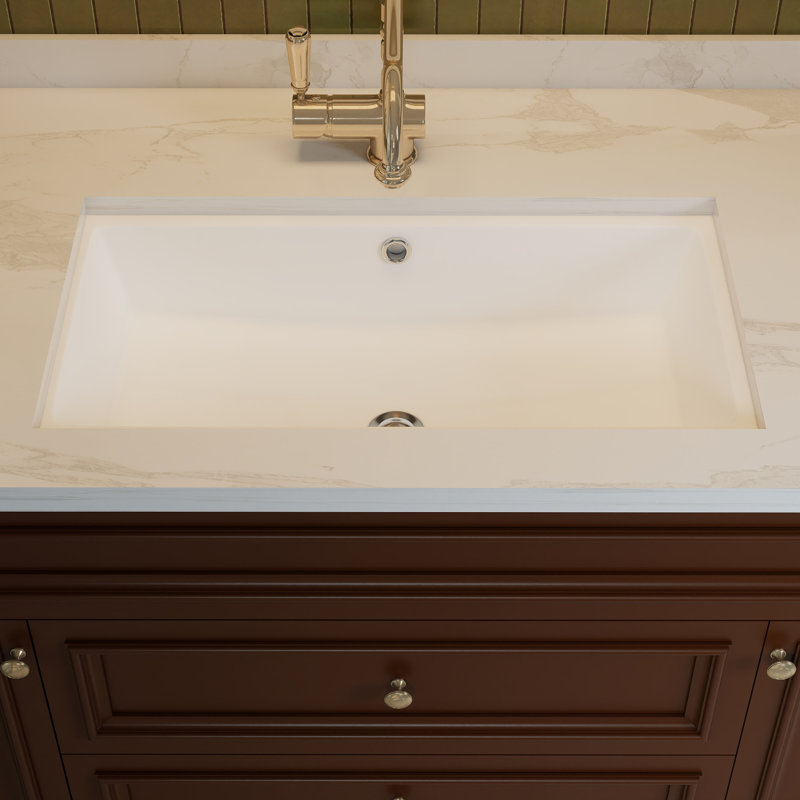 28" x 14" Undermount Ceramic Vanity Sink, Rectangular Bathroom Sink with Overflow, White Glazed Porcelain Lavatory Sink