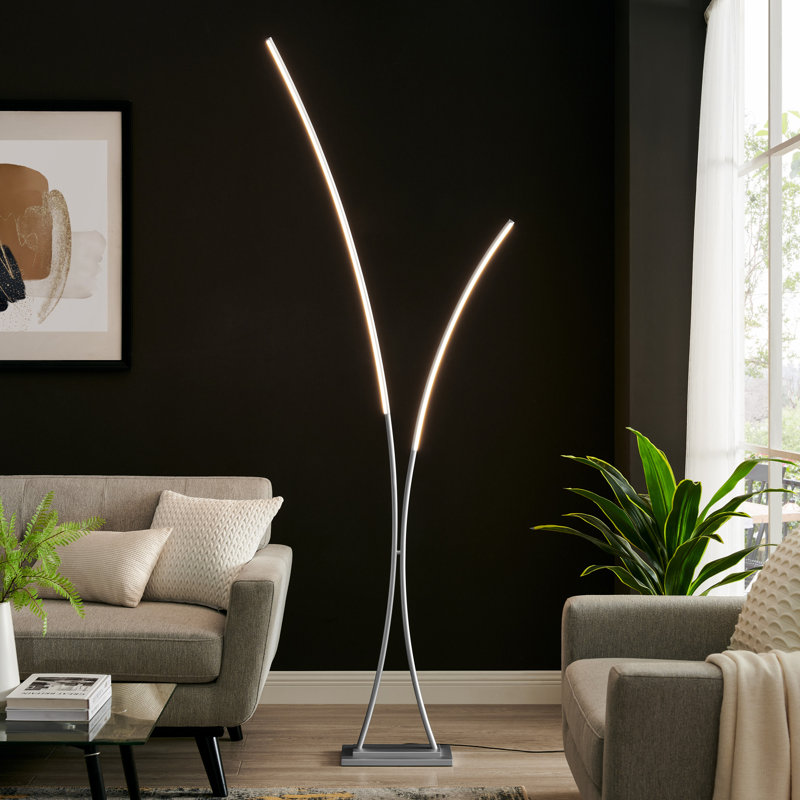 Lampe sur pied arquée 85 po Bilbey, Argent