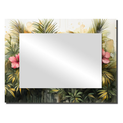 «Tropical Hibiscus In A Spring Symphony I», art mural miroir décoratif floral, imprimé sur métal