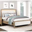 Lit tapissier contemporain brun avec éclairage et cadre à DEL, rails intégrés modernes pour chambre à coucher, mobilier idéal