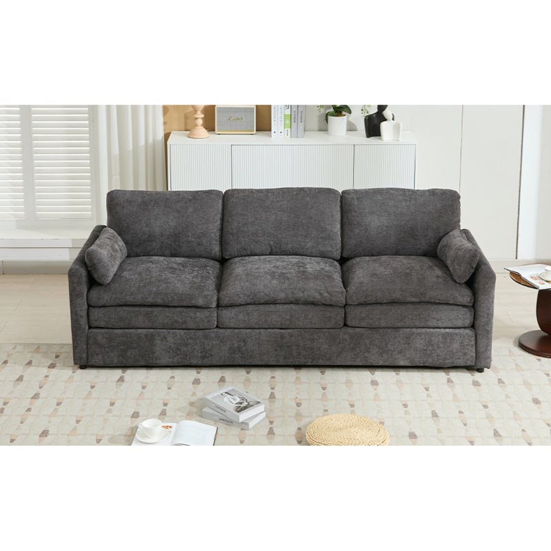 89"Upholstered 3-seater Sofa, 3, 32.7" H x 89" W x 33" D, Light Grey