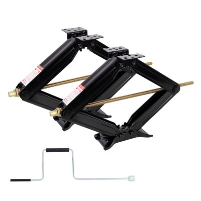 10,000 lbs Capacity RV Scissor Stabilizer Jacks - 30 Inch Extension Heavy Duty Steel Leveling System with Crank Handle and Storage Bag (Set of 2)