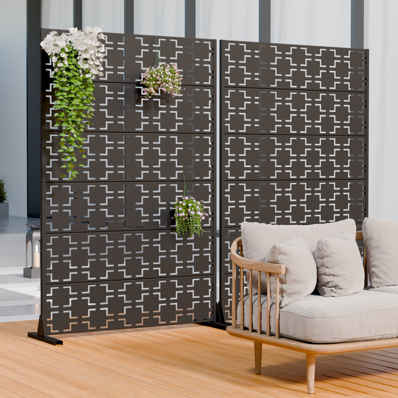 Paravents d'extérieur en métal Wild 72 x 47 pouces Wild, Noir, 72 po H x 47 po L x 16 po P