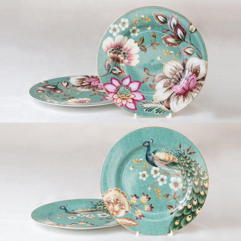 Ensemble d'assiettes à salade 4 pièces Enchanted Peacock Garden