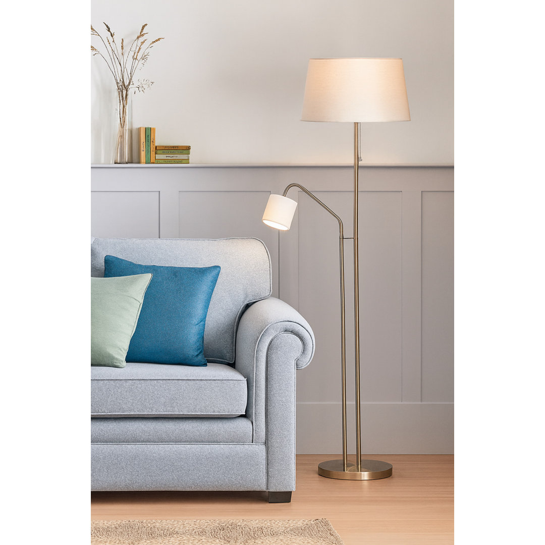 Steede 160Cm Antique Brass Cream Mother and Child Flexi Reading Traditional Floor Lamp