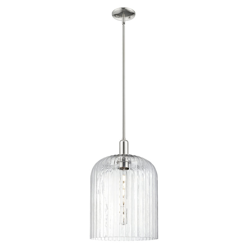 Downtown Urban - Voile de mariée - Mini-luminaire suspendu 1 tige, H 18 po x l 12 po x P 12 po, Clair, Nickel poli