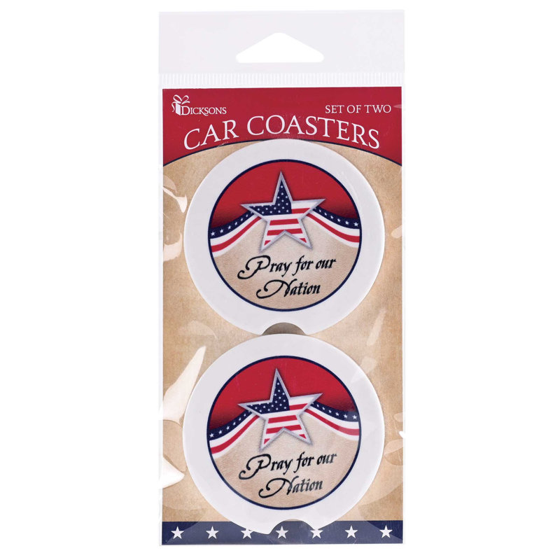 Ceramic Round 2 Piece Car Coaster Set