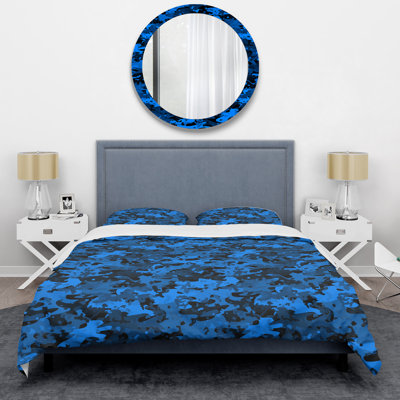 Camouflage bleu tendance - ensemble de housse de couette abstrait - microfibre de polyester