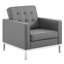 Fauteuil capitonné en cuir végétalien Loft-2015567500
