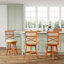 24" Counter Height X-Back Swivel Function Stool, Natural Finish, Beige Upholstered In Fabric In Stylish Offices Seat