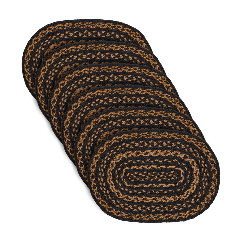 Cotton Blend and Jute Geometric Oval Placemat