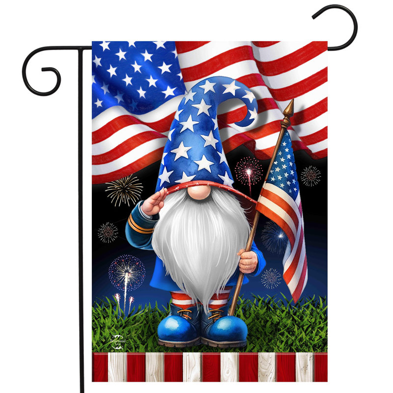 Drapeau de jardin saluant gnome