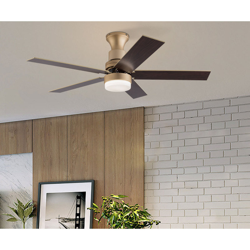 Ventilateur de plafond à 6 pales avec télécommande pour cuisine de chambre à coucher , Doré