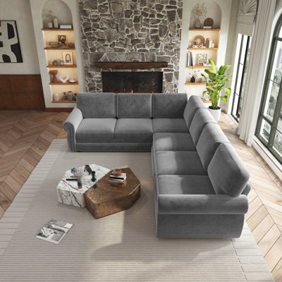 Canapé modulaire en L avec lit escamotable
