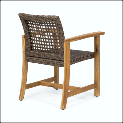 Chaise de salle à manger en bois et osier avec assise en rotin de polyéthylène tissé à la main