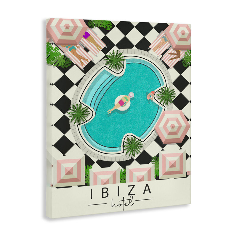 Toile de piscine Ibiza Hotel, design par Jen Bucheli, H 20 po x l 16 po